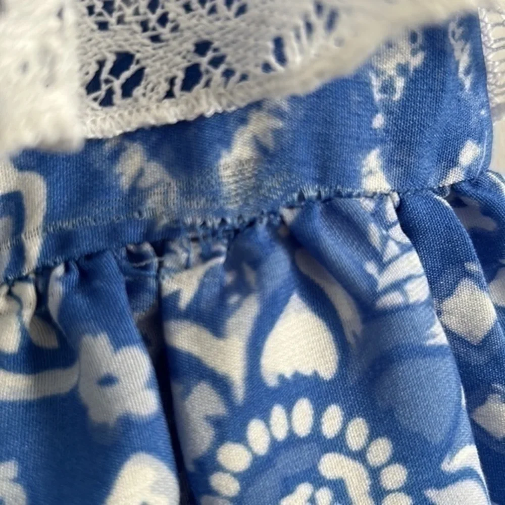 Youngland Sleeveless Dress 4T laced detail bright blue & white